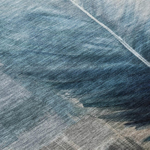 8 Ft Round Botanical Leaf Teal Polyester Washable Rug for Patio or Family Room