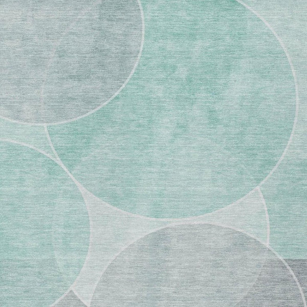 9 X 12 Aqua Teal Geometric Polyester Rug Washable for Patio Porch or Living Room