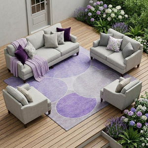 8 X 10 Lavender Purple Geometric Polyester Washable Area Rug for Patio or Living Room