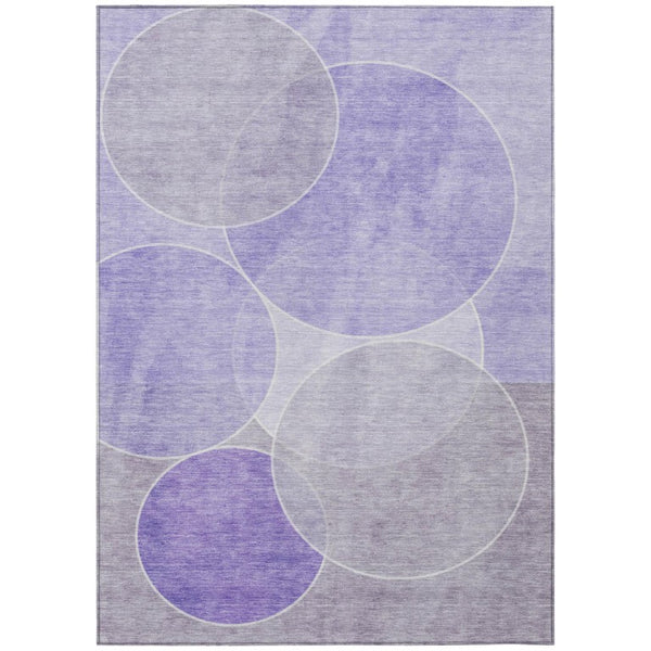 HomeRoots 8 X 10 Lavender Purple Geometric Polyester Washable Area Rug for Patio or Living Room 739934