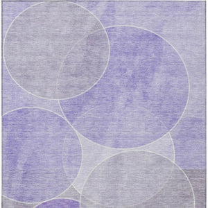 8 X 10 Lavender Purple Geometric Polyester Washable Area Rug for Patio or Living Room