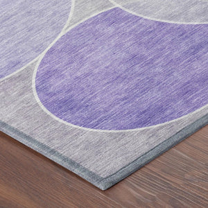 8 X 10 Lavender Purple Geometric Polyester Washable Area Rug for Patio or Living Room