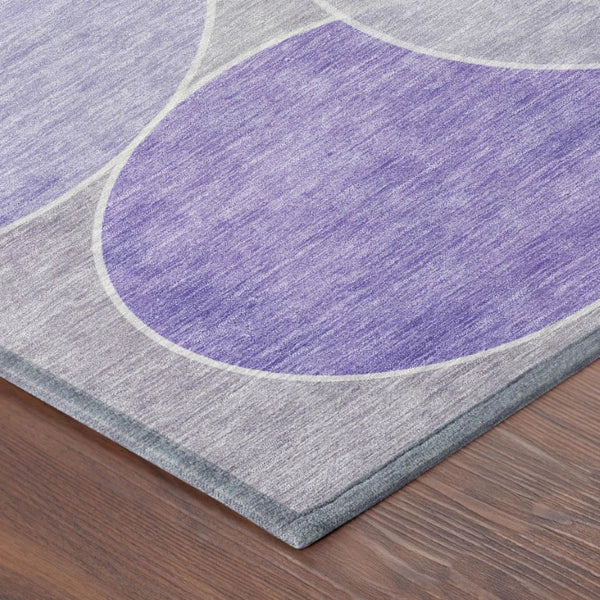 8 X 10 Lavender Purple Geometric Polyester Washable Area Rug for Patio or Living Room