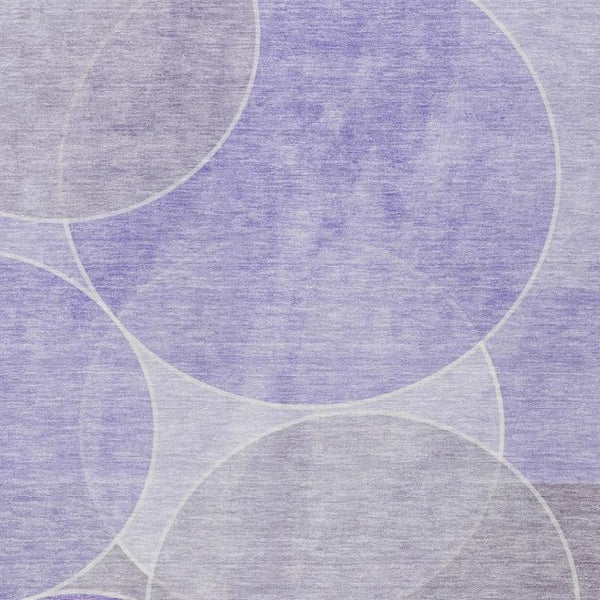 10 X 14 Lavender Purple Geometric Polyester Washable Rug for Patio or Living Room