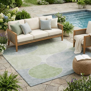 5x8 Geometric Washable Polyester Area Rug for Indoor Outdoor Patio and Living Spaces