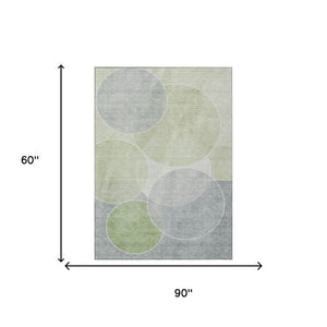 5x8 Geometric Washable Polyester Area Rug for Indoor Outdoor Patio and Living Spaces