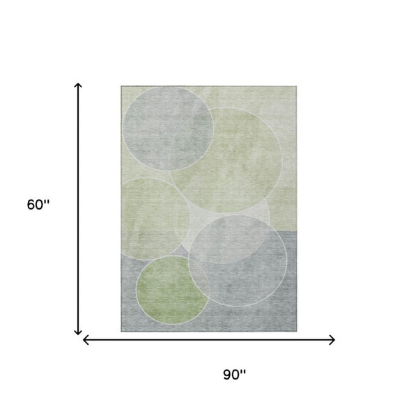 5x8 Geometric Washable Polyester Area Rug for Indoor Outdoor Patio and Living Spaces