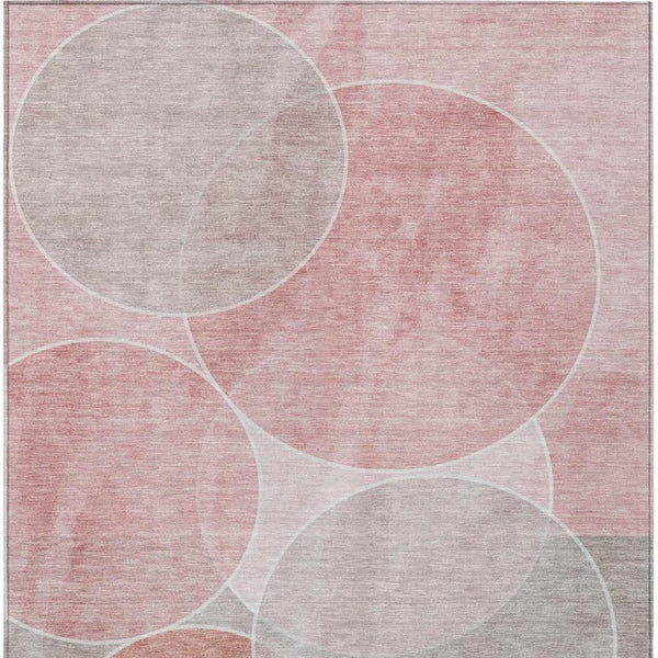 5 X 8 Pink Pewter Geometric Polyester Area Rug Stain Resistant Indoor Outdoor