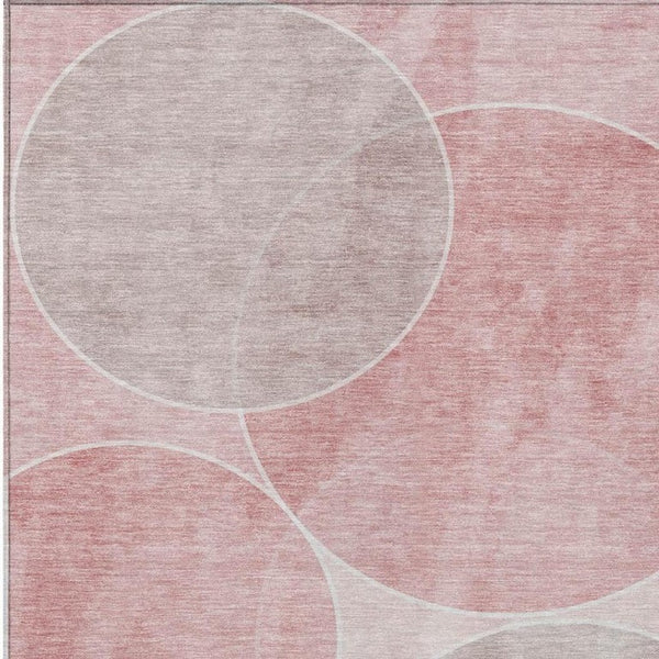 8 Ft X 10 Ft Pink Pewter Geometric Polyester Washable Rug for Indoor Outdoor Use