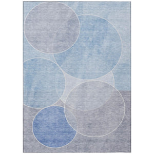 HomeRoots 8 Ft X 10 Ft Sky Blue Geometric Polyester Rug Stain Resistant Indoor Outdoor 739952