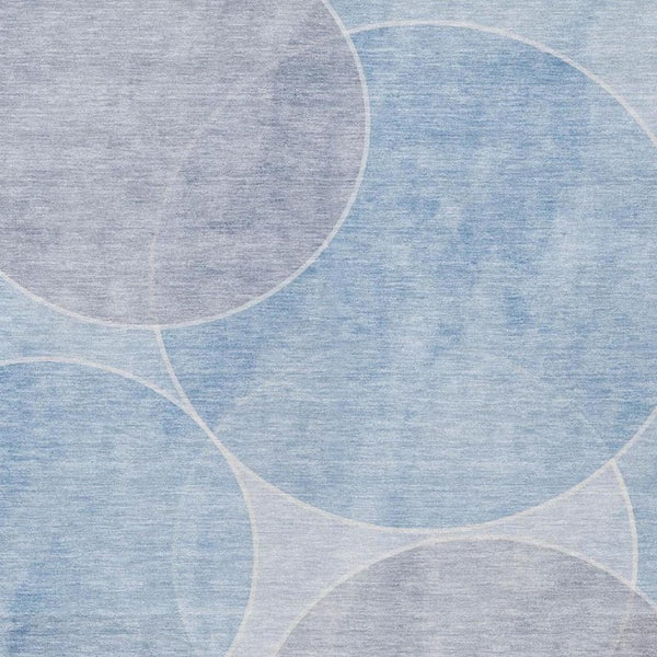 8 Ft X 10 Ft Sky Blue Geometric Polyester Rug Stain Resistant Indoor Outdoor