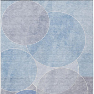 8 Ft X 10 Ft Sky Blue Geometric Polyester Rug Stain Resistant Indoor Outdoor