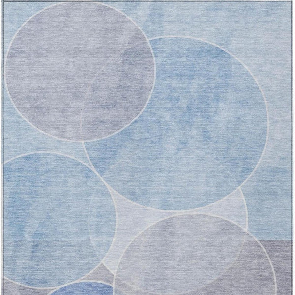 8 Ft X 10 Ft Sky Blue Geometric Polyester Rug Stain Resistant Indoor Outdoor