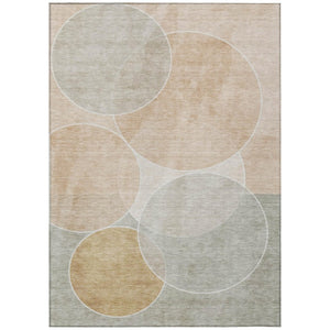 HomeRoots 5x8 Salmon Orange Geometric Polyester Area Rug Washable for Indoor Outdoor Use 739956