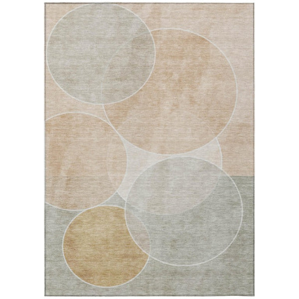 HomeRoots 5x8 Salmon Orange Geometric Polyester Area Rug Washable for Indoor Outdoor Use 739956