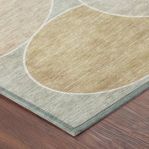 8 Foot Round Geometric Polyester Area Rug Salmon Orange Washable Patio Porch