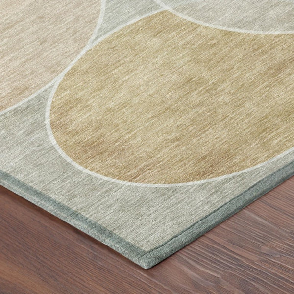 8 Foot Round Geometric Polyester Area Rug Salmon Orange Washable Patio Porch