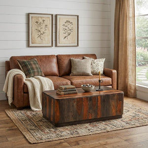 51 Inch Solid Wood Coffee Table Rich Dark Brown Finish for Modern Living Rooms