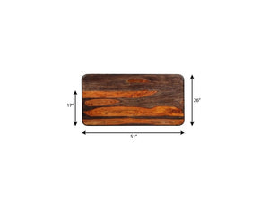 51 Inch Solid Wood Coffee Table Rich Dark Brown Finish for Modern Living Rooms