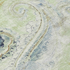 8 Foot Round Paisley Polyester Area Rug Washable for Patio Porch or Family Room