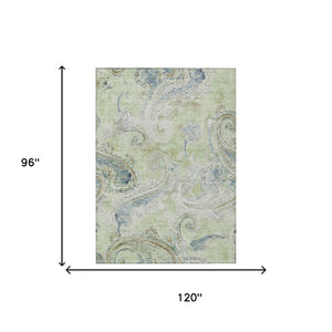 8 X 10 Paisley Polyester Indoor Outdoor Rug Stain Resistant for Patio or Living Room
