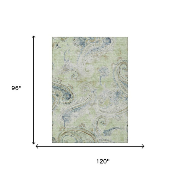 8 X 10 Paisley Polyester Indoor Outdoor Rug Stain Resistant for Patio or Living Room