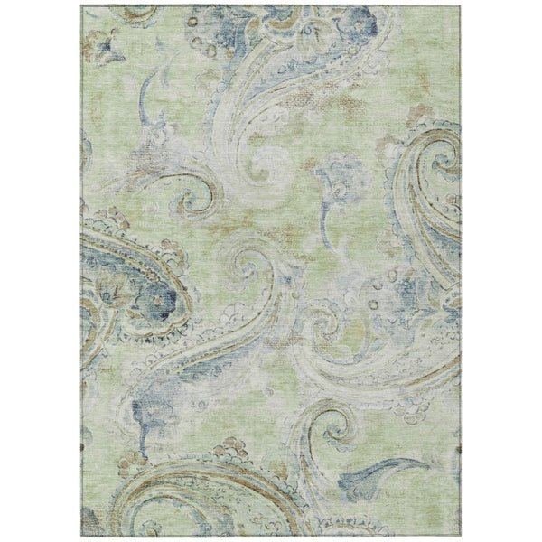 HomeRoots 9x12 Paisley Polyester Area Rug Washable Stain Resistant Indoor Outdoor Patio 739972