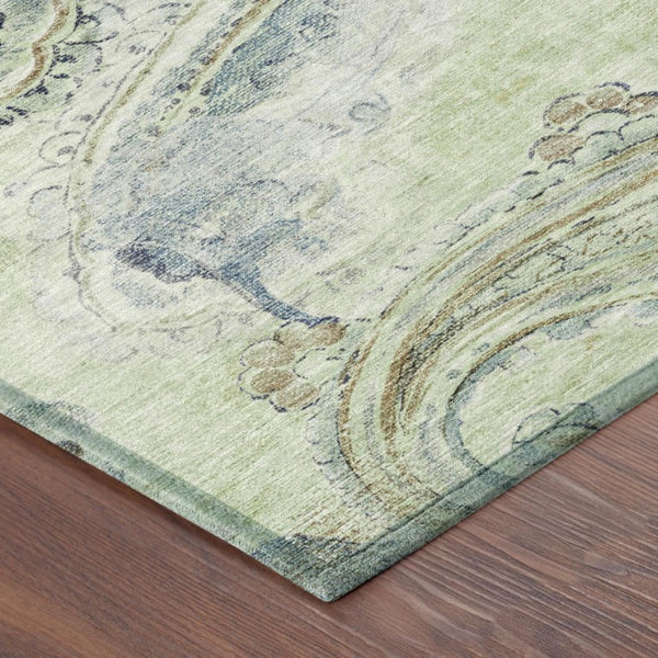 9x12 Paisley Polyester Area Rug Washable Stain Resistant Indoor Outdoor Patio