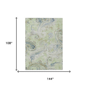 9x12 Paisley Polyester Area Rug Washable Stain Resistant Indoor Outdoor Patio