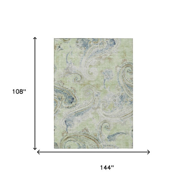 9x12 Paisley Polyester Area Rug Washable Stain Resistant Indoor Outdoor Patio