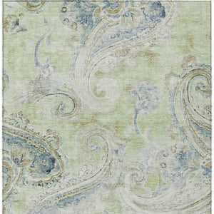 10 X 14 Paisley Polyester Area Rug Washable Indoor Outdoor Stain Resistant Patio