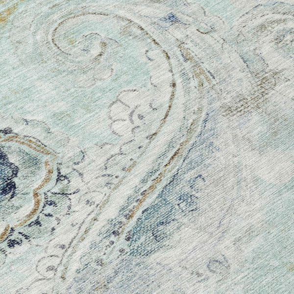 9 X 12 Paisley Polyester Area Rug Washable Stain Resistant Patio Porch Living Room