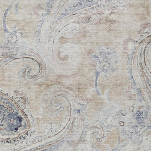 8x10 Beige Brown Paisley Polyester Area Rug Stain Resistant for Patio or Living Room