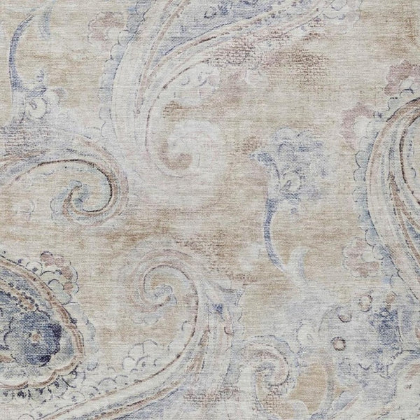 8x10 Beige Brown Paisley Polyester Area Rug Stain Resistant for Patio or Living Room