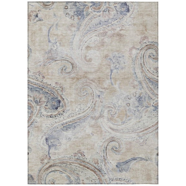 HomeRoots 10 Ft X 14 Ft Paisley Polyester Area Rug Stain Resistant for Patio or Living Room 739985