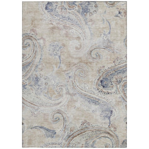 10 Ft X 14 Ft Paisley Polyester Area Rug Stain Resistant for Patio or Living Room