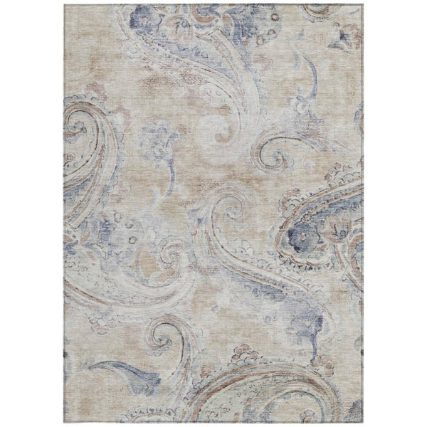 10 Ft X 14 Ft Paisley Polyester Area Rug Stain Resistant for Patio or Living Room