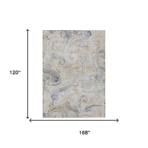 10 Ft X 14 Ft Paisley Polyester Area Rug Stain Resistant for Patio or Living Room