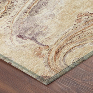 5 X 8 Copper Orange Paisley Polyester Indoor Outdoor Rug Stain Resistant Decor
