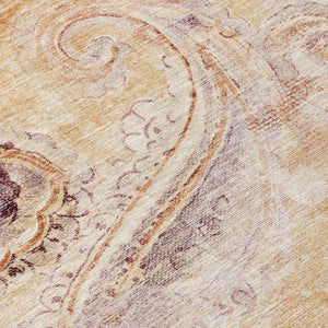 8 Ft X 10 Ft Copper Paisley Polyester Area Rug Stain Resistant Indoor Outdoor