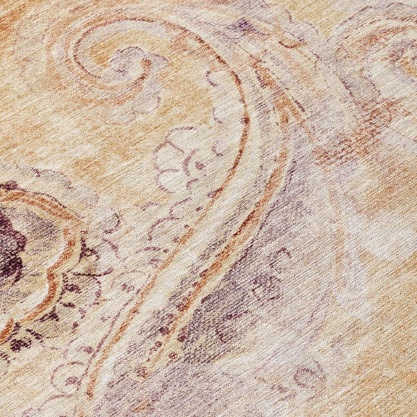 8 Ft X 10 Ft Copper Paisley Polyester Area Rug Stain Resistant Indoor Outdoor
