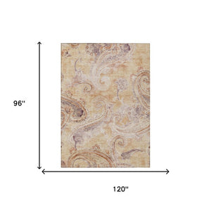 8 Ft X 10 Ft Copper Paisley Polyester Area Rug Stain Resistant Indoor Outdoor