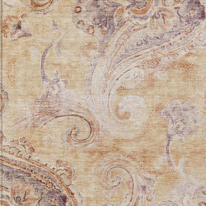 9 X 12 Copper Orange Paisley Polyester Rug Stain Resistant for Patio or Living Room