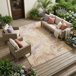 10 X 14 Paisley Polyester Area Rug Washable Stain Resistant Patio Living Room