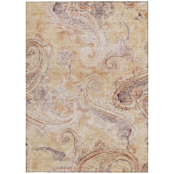 10 X 14 Paisley Polyester Area Rug Washable Stain Resistant Patio Living Room