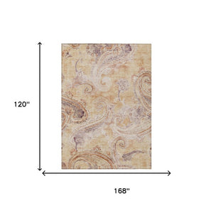 10 X 14 Paisley Polyester Area Rug Washable Stain Resistant Patio Living Room
