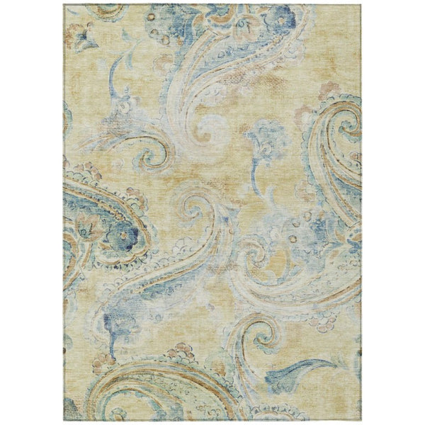 HomeRoots 8 X 10 Paisley Polyester Area Rug Washable Stain Resistant for Patio or Living Room 739995