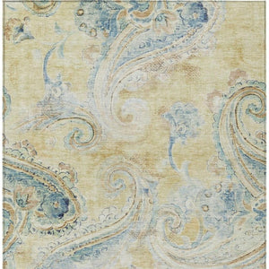 8 X 10 Paisley Polyester Area Rug Washable Stain Resistant for Patio or Living Room