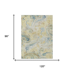 8 X 10 Paisley Polyester Area Rug Washable Stain Resistant for Patio or Living Room