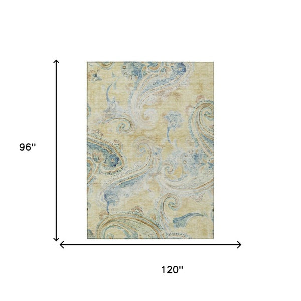 8 X 10 Paisley Polyester Area Rug Washable Stain Resistant for Patio or Living Room